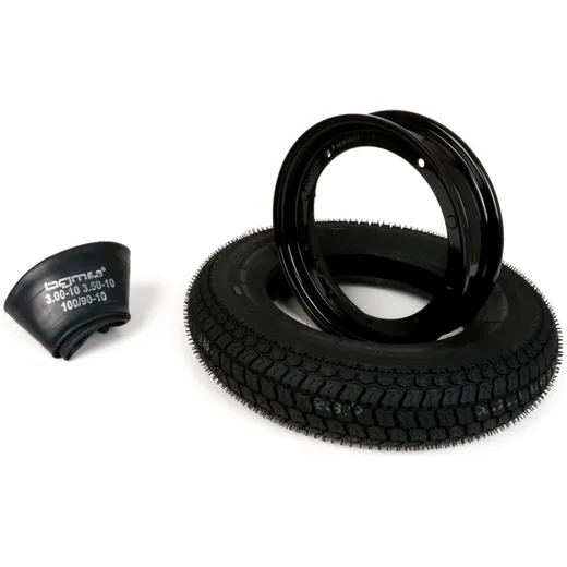 Reifen komplett Set BGM Classic, Vespa 3.50 10 Zoll TT 59P (reinforced) Felge 2.10-10 schwarz 51228