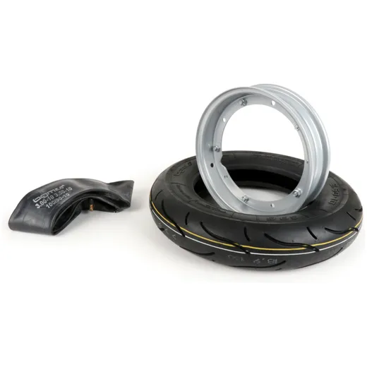 Reifen komplett Set BGM Sport, Vespa 3.50 10 Zoll TT 59S (reinforced) Felge 2.10-10 Grau 51316 Reifen komplett Set BGM Sport, Vespa 3.50 10 Zoll TT 59S (reinforced) Felge 2.10-10 Grau 51316