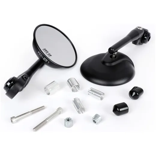 Pair of mirrors -MOTO NOSTRA 1406, aluminium CNC, round, handlebar ends- matt black 51687