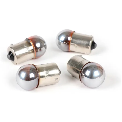 Light bulbs -BA15s (straight pins) - 12V 10W - set of 4 - orange silver 51883