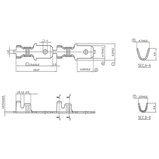 Crimp terminal - male spade connector 4.8mm Ø=0.5-1.0mm²- DI_1
