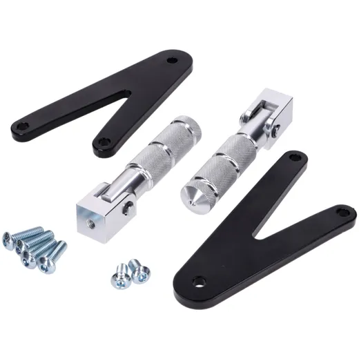 Fußrasten Satz Sozius CNC silber für Beta RR 50 (mit Halterung) 53832