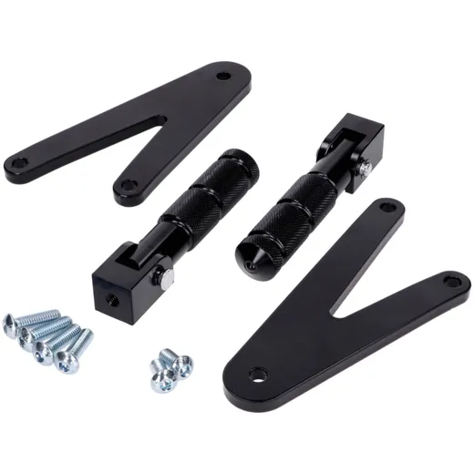 Fußrasten Set Sozius CNC schwarz mit Halterung für Beta RR 50, RR 125 53833