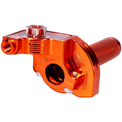 Kurzhubgasgriff orange CNC für 22mm Lenker für Mofa, Moped 5_2