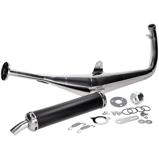 Exhaust system Motegra Racing for 60-110cc polished incl. rear silencer for Simson S50, S51, S70 54208 Exhaust system Motegra Racing for 60-110cc polished incl. rear silencer for Simson S50, S51, S70 54208