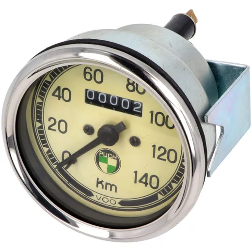 Speedometer 140km/h round 80mm with Puch logo for Puch Monza, MS, MV 54342