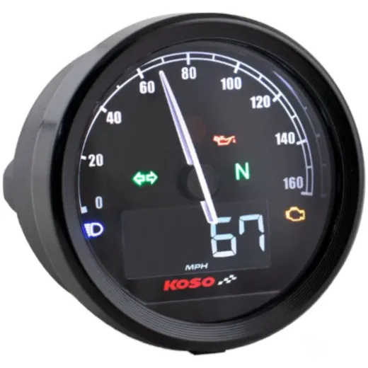 Speedometer set Koso D=60mm TNT-05 max 160km/h with temperature display and indicator lights for indicators, neutral, oil pressu