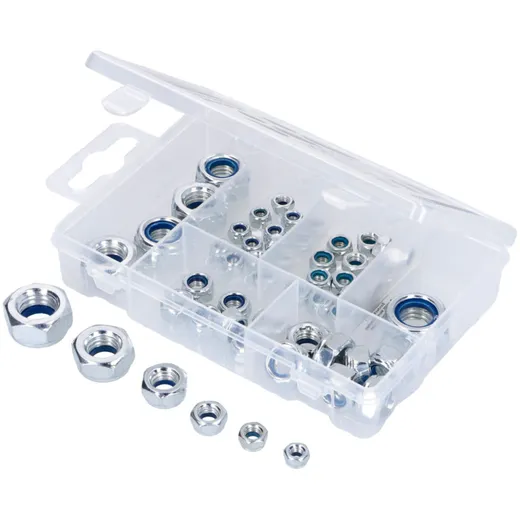 Muttern-Sortiment selbstsichernd metrisch M4 - M12 53-teilig 54975 Muttern-Sortiment selbstsichernd metrisch M4 - M12 53-teilig 54975