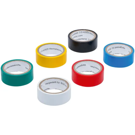 Insulating tape set PVC 6-piece different colors 54997