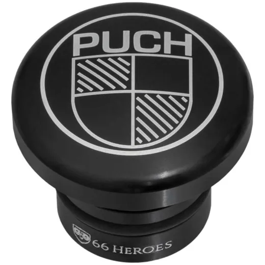 Tankdeckel 66Heroes mit Puch-Logo rund schwarz für Puch Maxi 55380