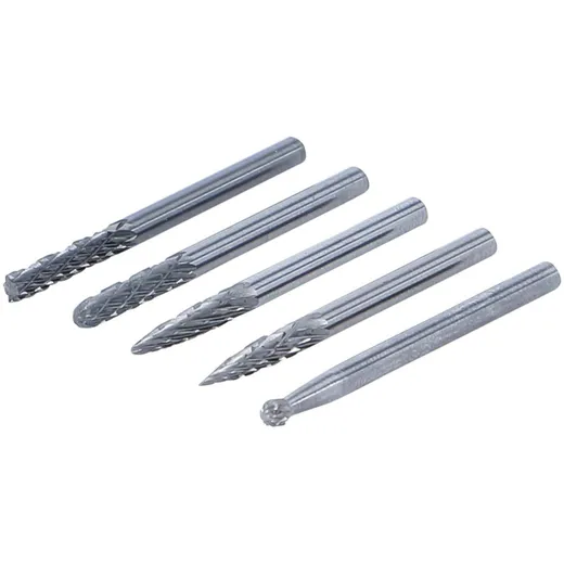 Burrs HSS set 3 mm 5-piece for rotary tool 55518