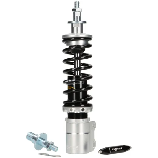 Stoßdämpfer vorne BGM PRO SC/F1 Sport, 195mm + 205mm, schwarz/silbern für Vespa PK BGM7743BS Stoßdämpfer vorne BGM PRO SC/F1 Sport, 195mm + 205mm, schwarz/silbern für Vespa PK BGM7743BS