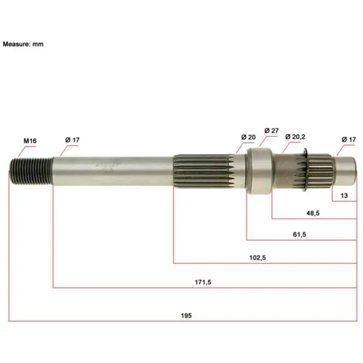 Getriebe Ausgangswelle lang für GY6 50ccm 139QMB BT16623_1