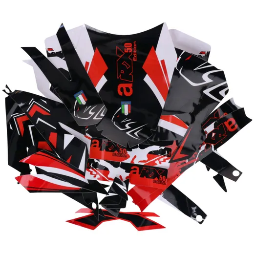 Dekor / Sticker Kit schwarz-weiß-rot glänzend für Aprilia RX_1
