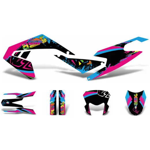 decal set black-pink-blue glossy for Aprilia SX50 2018- Euro4 DK-42998