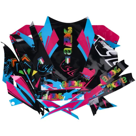Dekor / Sticker Kit schwarz-pink-blau glänzend für Aprilia R_1