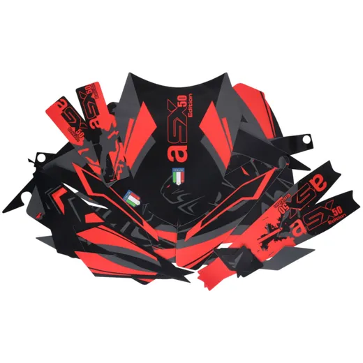 Dekor / Sticker Kit schwarz-rot-grau matt für Aprilia SX50 2_1