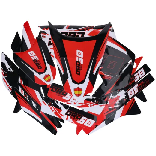 Dekor / Sticker Kit schwarz-weiß-rot glänzend für Derbi Send_1