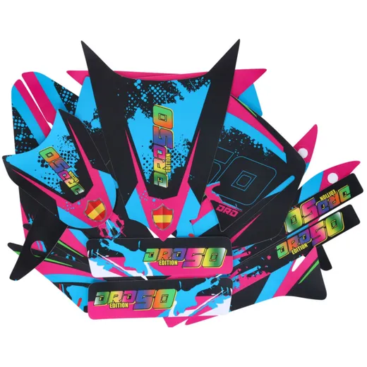 Dekor / Sticker Kit schwarz-pink-blau matt für Derbi Senda D_1