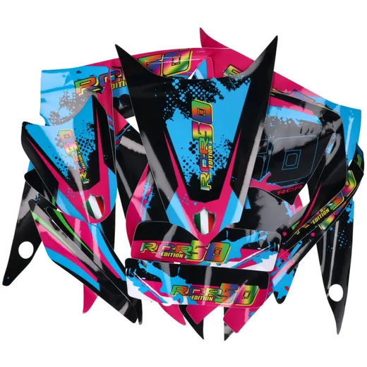 Dekor / Sticker Kit schwarz-pink-blau glänzend für Gilera RC_1