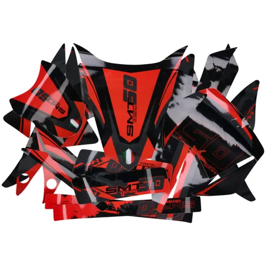 Dekor / Sticker Kit schwarz-rot-grau glänzend für Gilera SMT_1