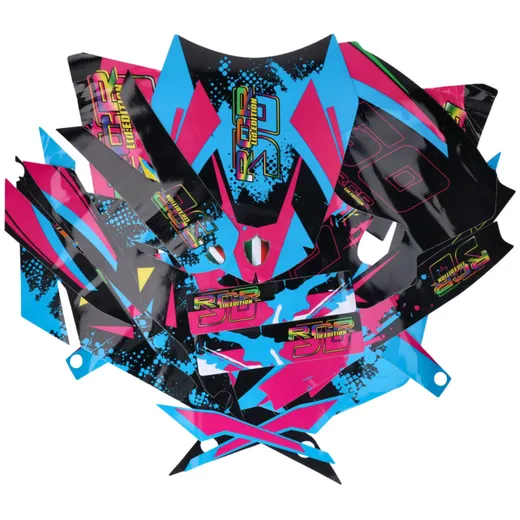 Dekor / Sticker Kit schwarz-pink-blau glänzend für Gilera RC_1