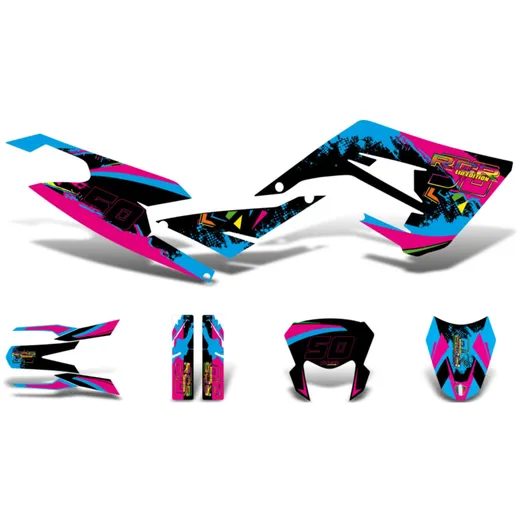 Aufkleber Dekor / Sticker Kit schwarz-pink-blau matt für Gilera RCR 50 2018- DK-43753