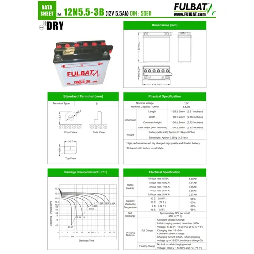 Batterie Fulbat 12N5,5-3B DRY ohne Säurepack FB550529_1