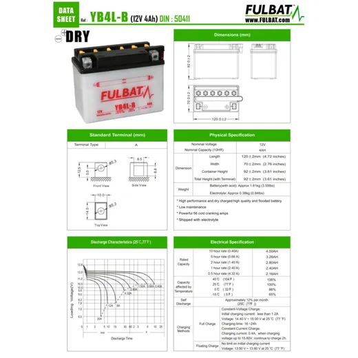 Batterie Fulbat FB4L-B DRY ohne Säurepack FB550590_1
