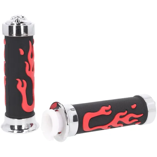 handlebar rubber grip set Custom Flame red IP16337