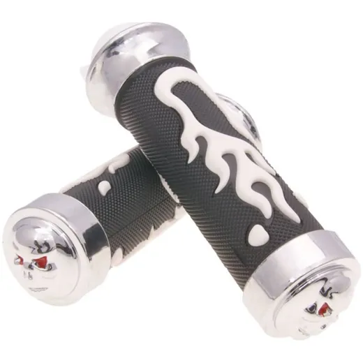 handlebar rubber grip set Custom Flame white IP16338