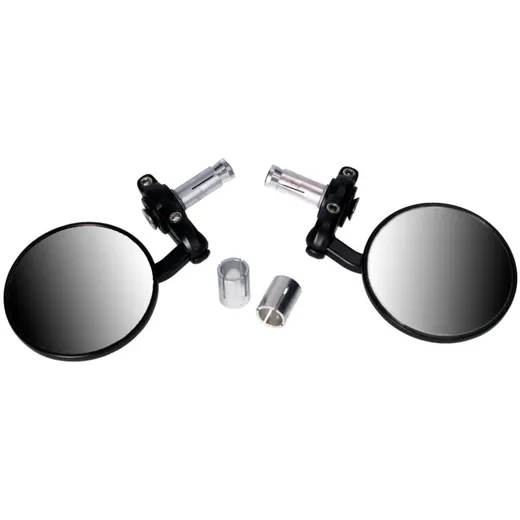 handle bar end mirror set aluminum CNC black round IP40388