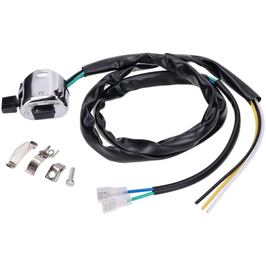 switch assembly chromed Merit replica universal w/ cable for Puch, Sachs moped IP44245