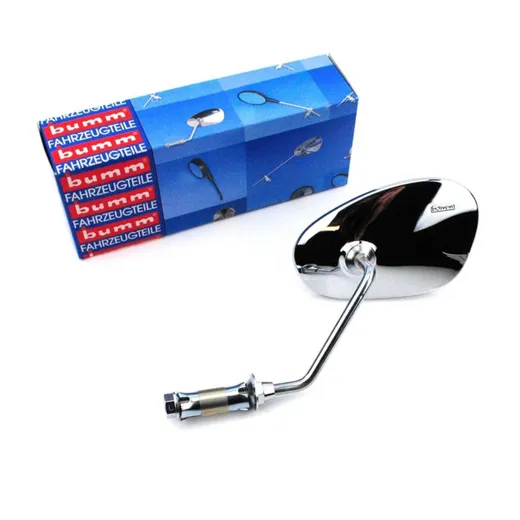 Mirror bumm chrome left for Zündapp M 25, 50 Bergsteiger, KS 50, Super Combinette, Kreidler, Puch, DKW, Miele, NSU, Simson, Herc