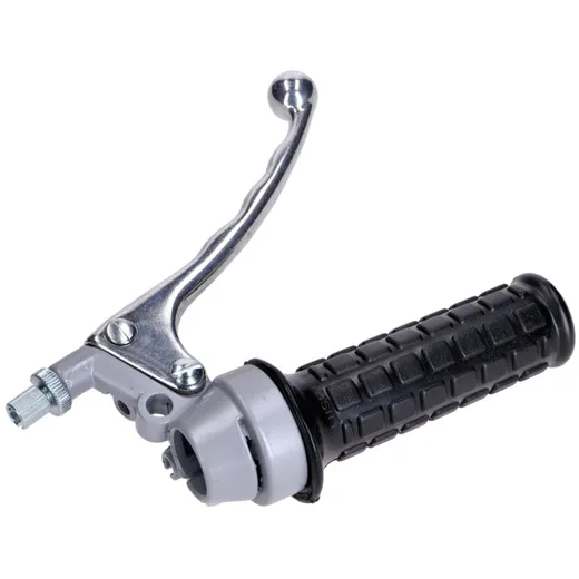 Gasgriffarmatur grau mit schwarzem Griffgummi und Bremshebel_1