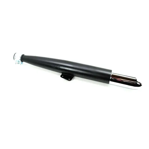 Auspuff Schwarz Chrom 560mm 60mm 28mm für Hercules Prima, Sachs Mofa, Mokick, Moped MG00001169