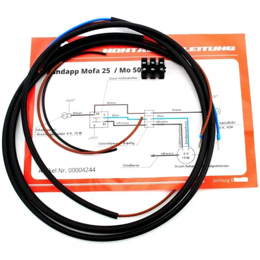 Wiring harness Goebel black for Zündapp, Bergsteiger M 25, 50, moped, moped MG00004244