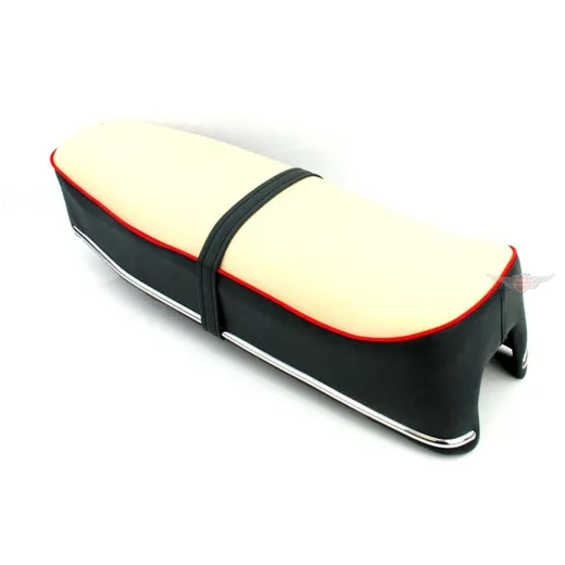 Seat imitation leather 600x230x100mm black/white for Kreidler, Florett egg tank MG00007242