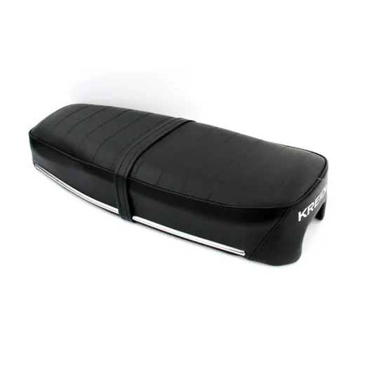 Seat bench black 630mm x 240mm with tool compartment opening and aluminum strips for Kreidler, Florett, K 54 RS, KKR, Mokick MG0