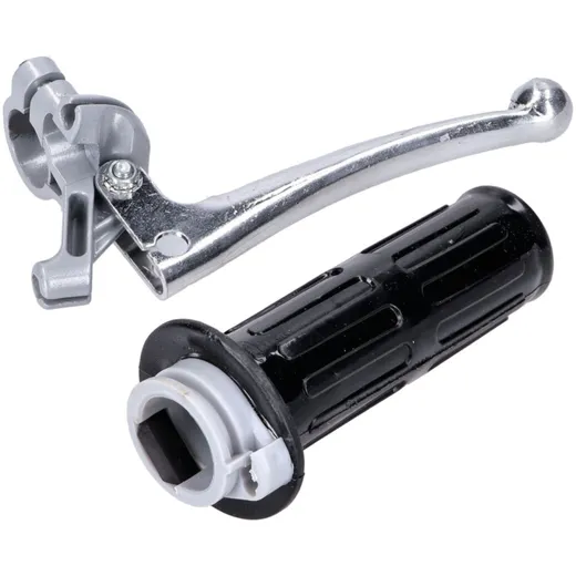 Throttle grip fitting aluminum grey with polished brake lever MG00007715