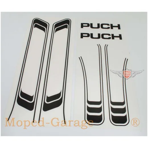 Aufkleber-Satz PVC Schwarz Transparent 6-teilig für Puch, Maxi, Mofa, Moped, Mokick MG00008304