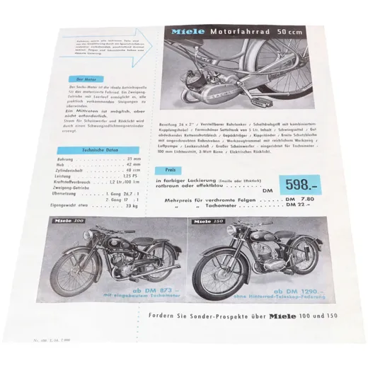 Reklameblatt für Miele K 50 Moped MG00008687_1