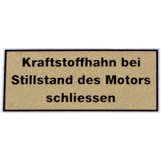 Aufkleber MOGA Kraftstoffhahn schließen 35x16mm für Zündapp, Kreidler, Hercules, Sachs, Puch, KTM, DKW MG00083117