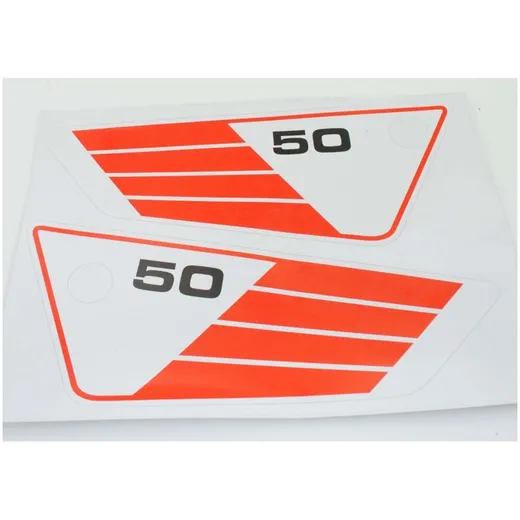 Aufkleber Satz Seitendeckel 50 rot weiß für Yamaha FS1 3E9 3E8, RD 50 MG00083266 Aufkleber Satz Seitendeckel 50 rot weiß für Yamaha FS1 3E9 3E8, RD 50 MG00083266