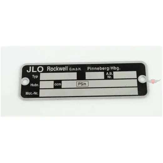 Typenschild Aluminium 56x18mm Schwarz für JLO MG00083271
