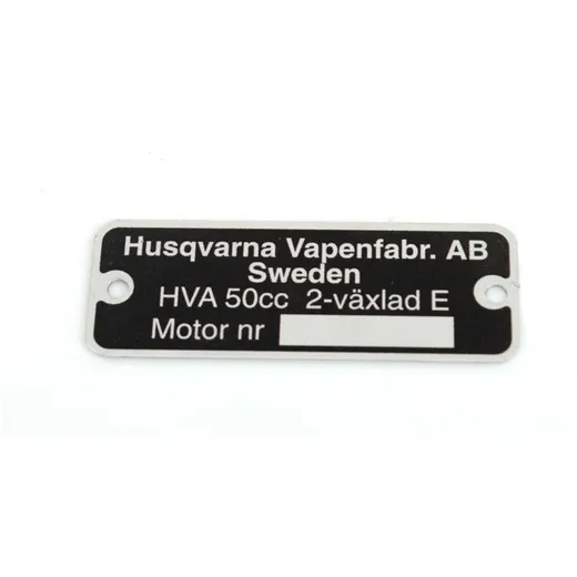 Typenschild Aluminium 50mm x 18mm für Husqvarna MG00083273