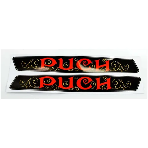 Tankaufkleber Satz 2 Stück 200 x 27mm Schwarz Rot für Puch Maxi N S Chopper Mofa, Moped, Mokick MG00083312