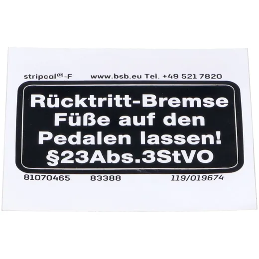 Aufkleber Rahmen Maße 53/27mm Farbe Schwarz Weiß für Hercules, Prima, HR Hobby Rider MG00083388