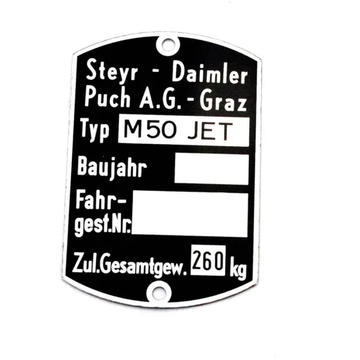Rahmen Typenschild Maße 59 x 40mm für Puch M 50 Jet MG00083495