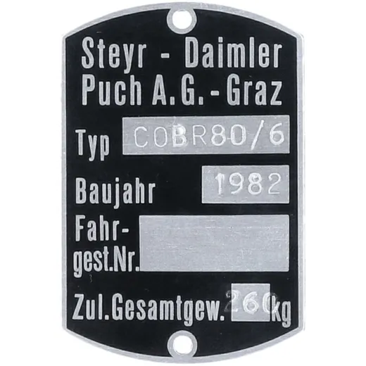 Type plate frame 60x40mm for Puch N 50 MG00083503